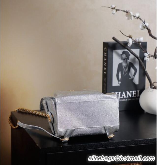 Best Product Chanel Grained Calfskin 25 Medium Backpack Bag AS5600 Silver 2025