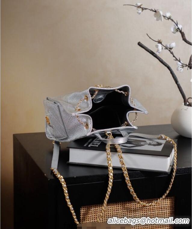 Best Product Chanel Grained Calfskin 25 Medium Backpack Bag AS5600 Silver 2025