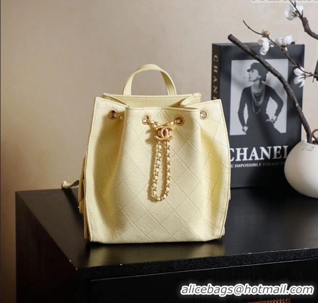 Best Product Chanel Grained Calfskin 25 Medium Backpack Bag AS5600 Lemon Yellow 2025