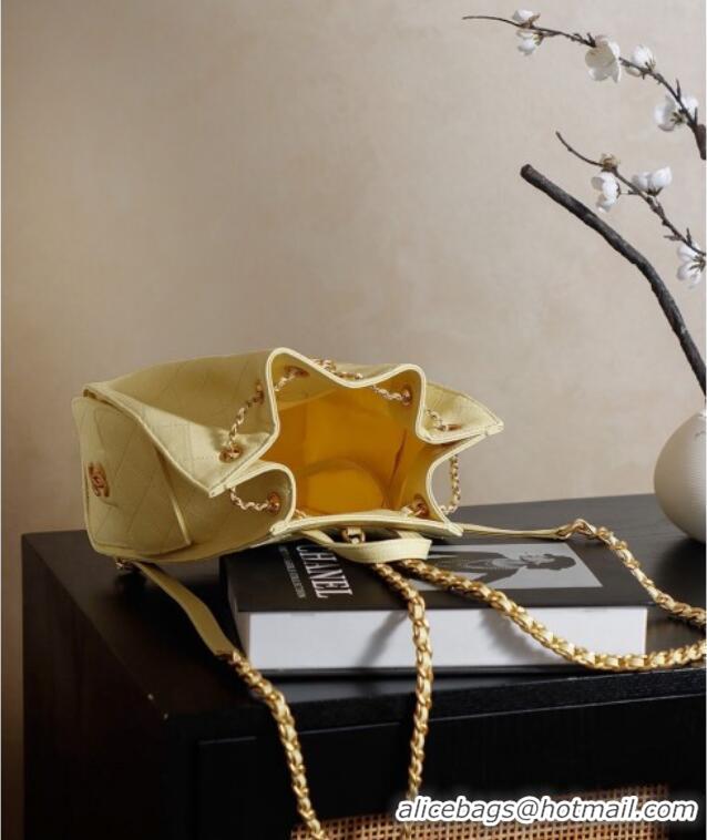 Best Product Chanel Grained Calfskin 25 Medium Backpack Bag AS5600 Lemon Yellow 2025