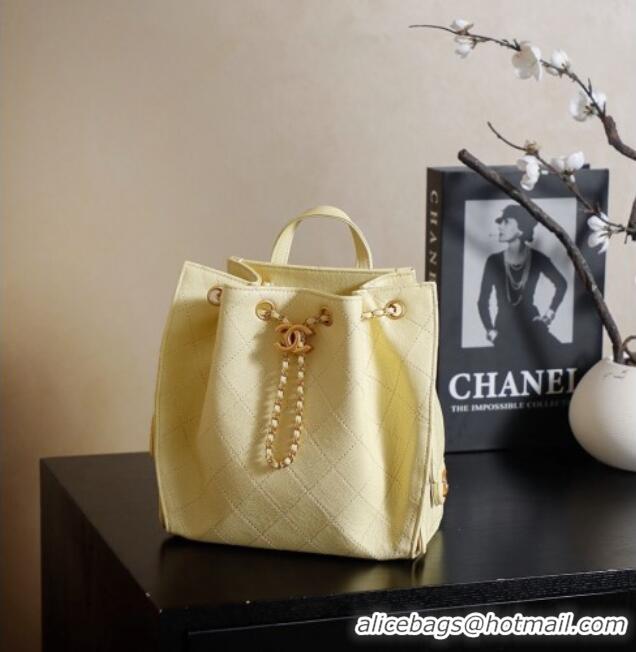 Best Product Chanel Grained Calfskin 25 Medium Backpack Bag AS5600 Lemon Yellow 2025