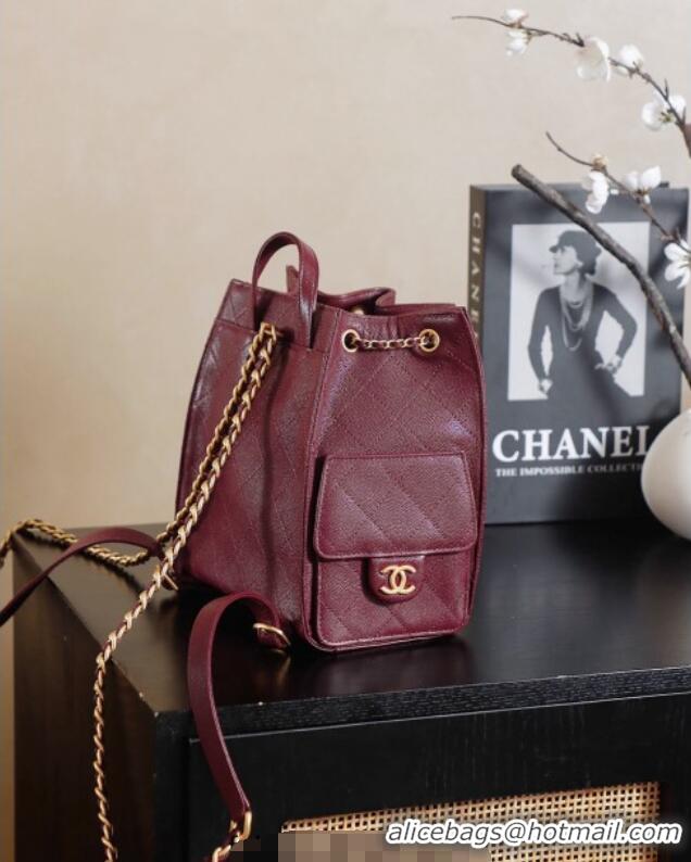 Buy Cheap Chanel Grained Calfskin 25 Medium Backpack Bag AS5600 Burgundy 2025
