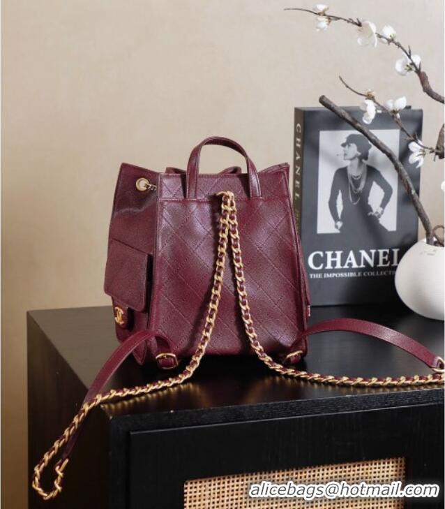 Buy Cheap Chanel Grained Calfskin 25 Medium Backpack Bag AS5600 Burgundy 2025