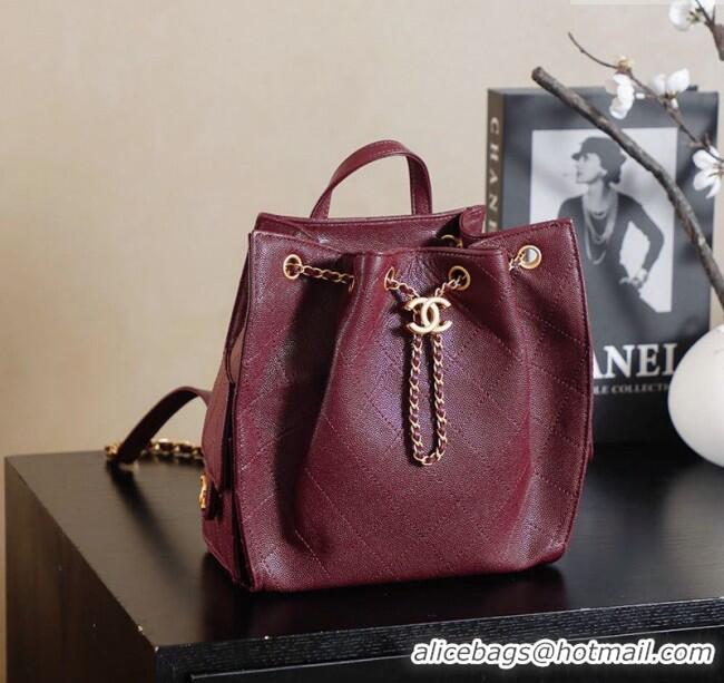 Buy Cheap Chanel Grained Calfskin 25 Medium Backpack Bag AS5600 Burgundy 2025