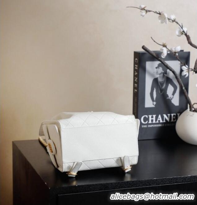 Best Quality Chanel Grained Calfskin 25 Medium Backpack Bag AS5600 White 2025