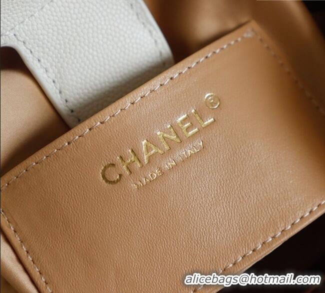 Best Quality Chanel Grained Calfskin 25 Medium Backpack Bag AS5600 White 2025