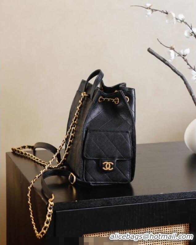 New Fashion Chanel Grained Calfskin 25 Medium Backpack Bag AS5600 Black 2025