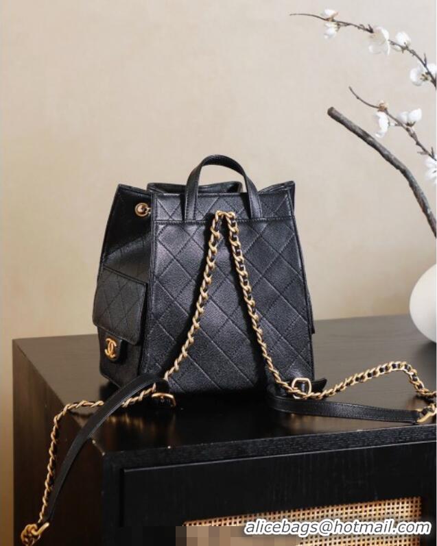 New Fashion Chanel Grained Calfskin 25 Medium Backpack Bag AS5600 Black 2025