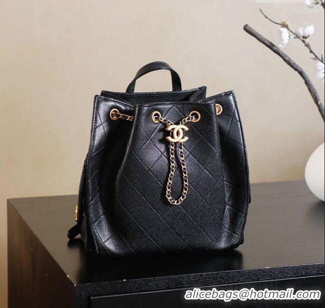 New Fashion Chanel Grained Calfskin 25 Medium Backpack Bag AS5600 Black 2025