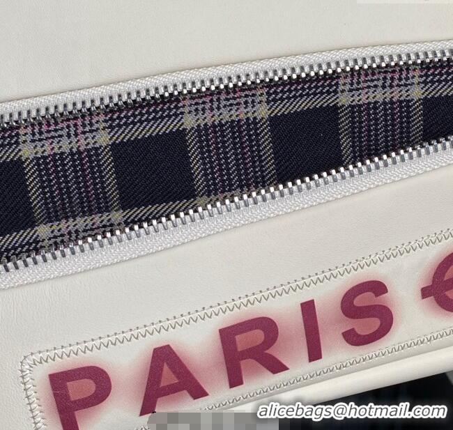 Promotional Chanel Printed Leather Vintage Airport Flap Bag A9902 White/Red 2025