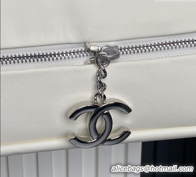 Promotional Chanel Printed Leather Vintage Airport Flap Bag A9902 White/Red 2025