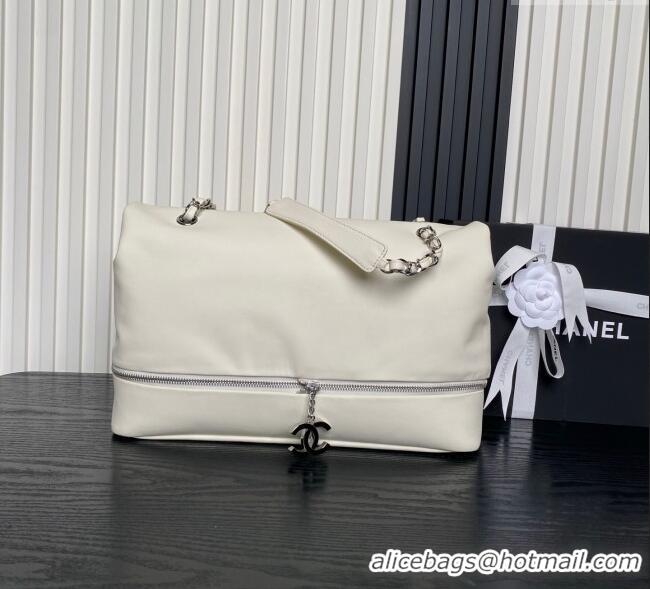 Promotional Chanel Printed Leather Vintage Airport Flap Bag A9902 White/Red 2025