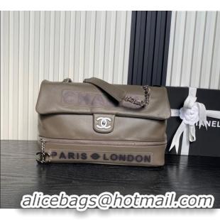 Inexpensive Chanel Printed Leather Vintage Airport Flap Bag A9902 Grey 2025