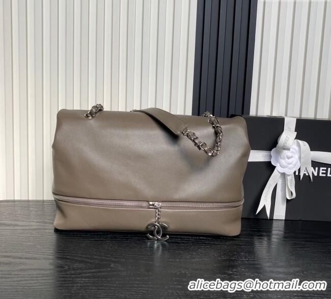 Inexpensive Chanel Printed Leather Vintage Airport Flap Bag A9902 Grey 2025