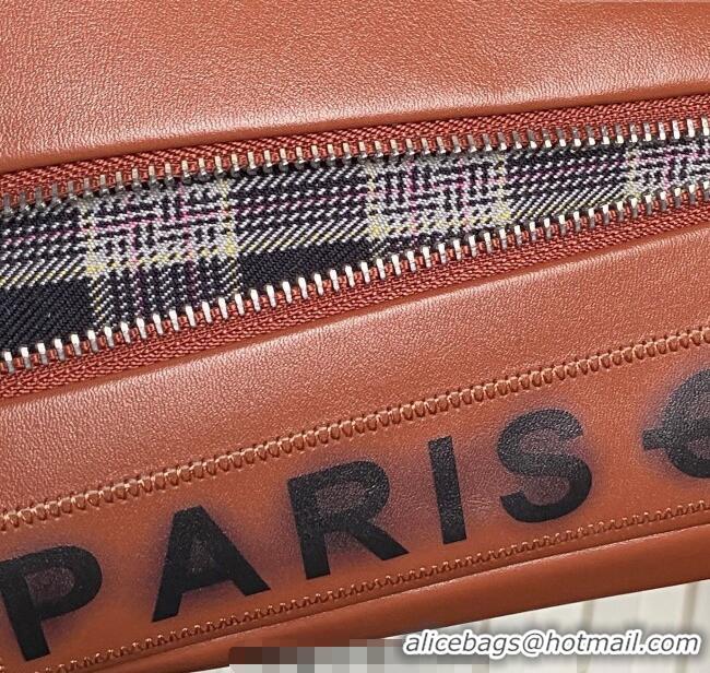 Luxury Cheap Chanel Printed Leather Vintage Airport Flap Bag A9902 Brown 2025