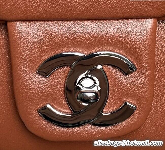 Luxury Cheap Chanel Printed Leather Vintage Airport Flap Bag A9902 Brown 2025