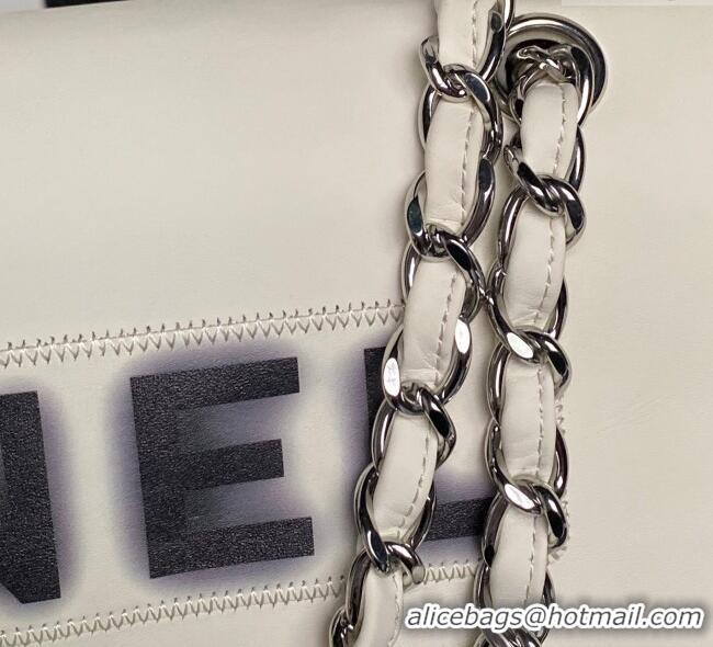 Most Popular Chanel Printed Leather Vintage Airport Flap Bag A9902 White/Black 2025