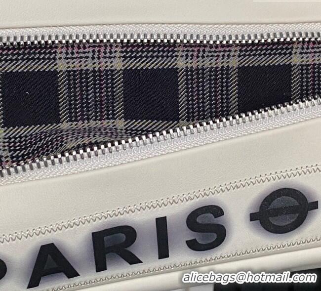 Most Popular Chanel Printed Leather Vintage Airport Flap Bag A9902 White/Black 2025