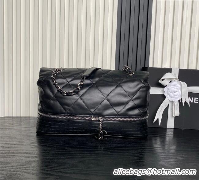Discount Price Chanel Quilted Calfskin Leather Vintage Airport Flap Bag A9902 Black 2025