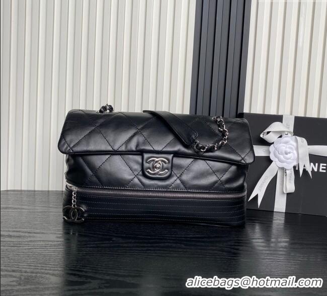 Discount Price Chanel Quilted Calfskin Leather Vintage Airport Flap Bag A9902 Black 2025