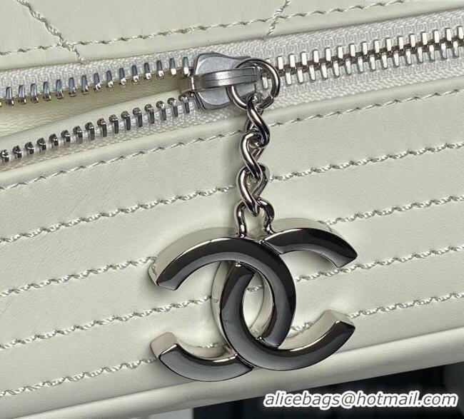 Luxury Cheap Chanel Quilted Calfskin Leather Vintage Airport Flap Bag A9902 White 2025