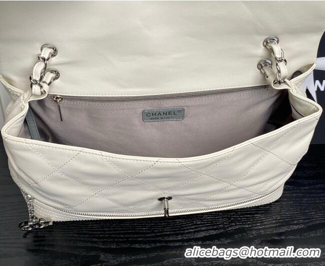 Luxury Cheap Chanel Quilted Calfskin Leather Vintage Airport Flap Bag A9902 White 2025