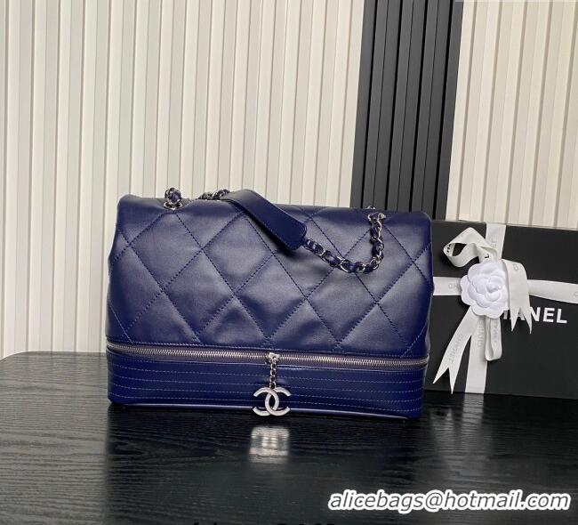 Affordable Price Chanel Quilted Calfskin Leather Vintage Airport Flap Bag A9902 Blue 2025