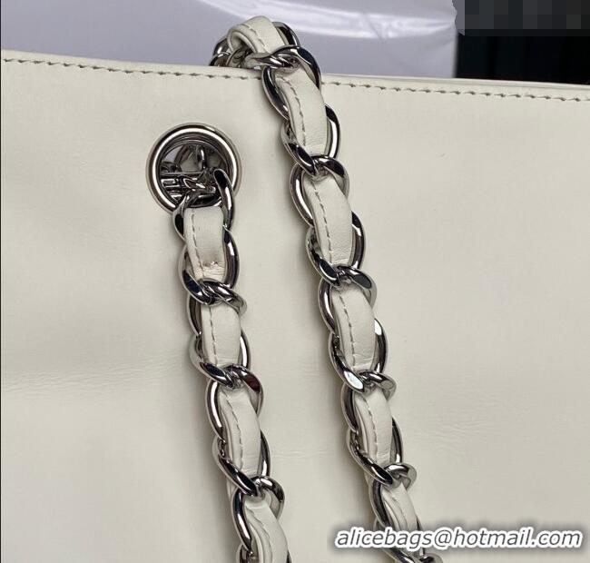 Famous Brand Chanel Printed Leather Vintage Airport Shopping Bag A9901 White/Black 2025