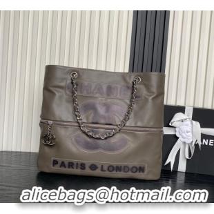 Market Sells Chanel Printed Leather Vintage Airport Shopping Bag A9901 Grey 2025