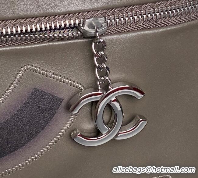 Market Sells Chanel Printed Leather Vintage Airport Shopping Bag A9901 Grey 2025