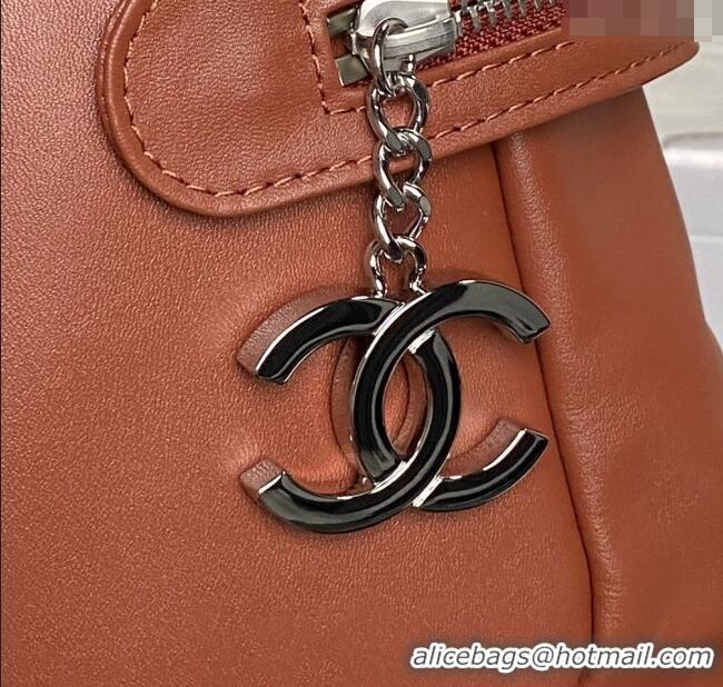 Luxury Cheap Chanel Printed Leather Vintage Airport Shopping Bag A9901 Brown 2025