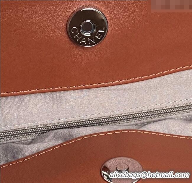 Luxury Cheap Chanel Printed Leather Vintage Airport Shopping Bag A9901 Brown 2025