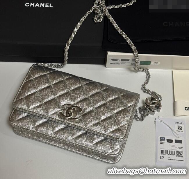 Shop Bulk Chanel Grained Calfskin Wallet On Chain WOC AP3938 Silver 2025