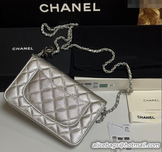 Shop Bulk Chanel Grained Calfskin Wallet On Chain WOC AP3938 Silver 2025