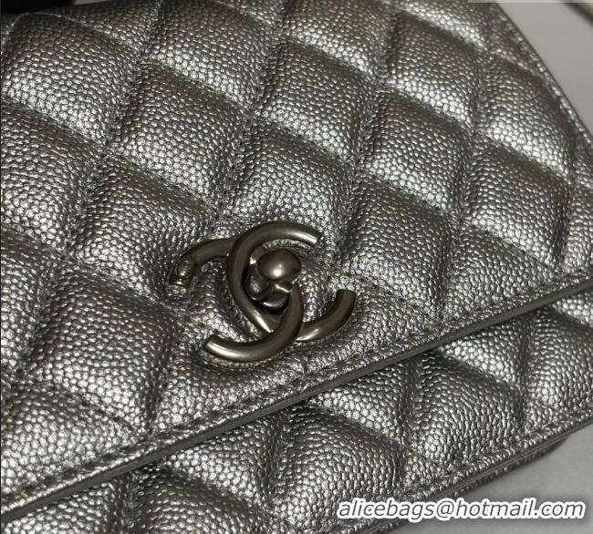 Shop Bulk Chanel Grained Calfskin Wallet On Chain WOC AP3938 Silver 2025
