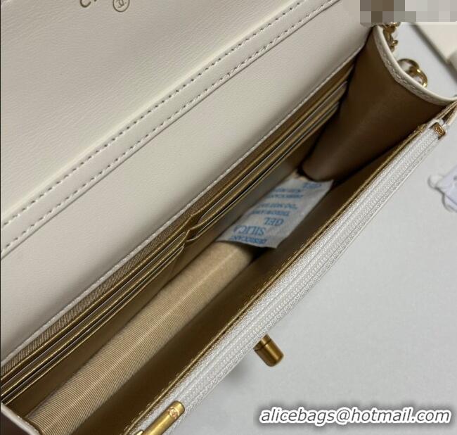Top Grade Chanel Shiny Lambskin Wallet On Chain WOC AP3938 White 2025
