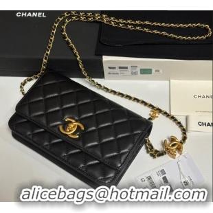 Buy Cheap Chanel Shiny Lambskin Wallet On Chain WOC AP3938 Black 2025