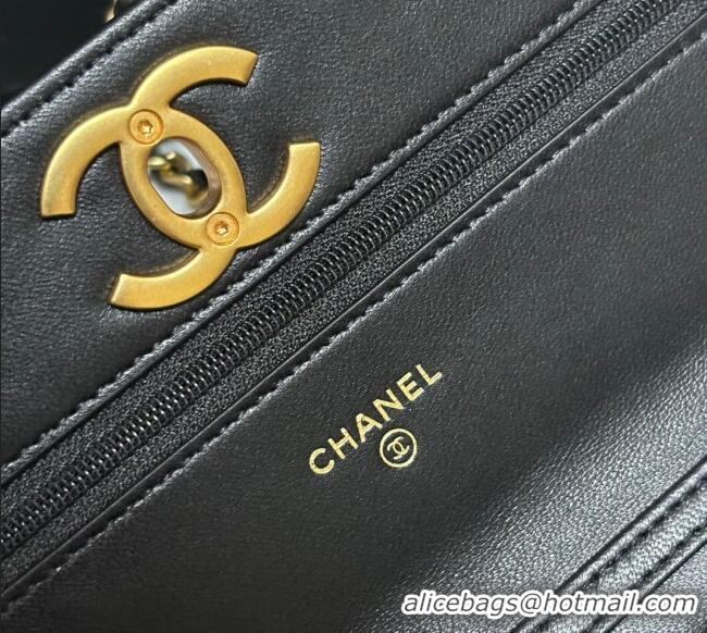 Buy Cheap Chanel Shiny Lambskin Wallet On Chain WOC AP3938 Black 2025