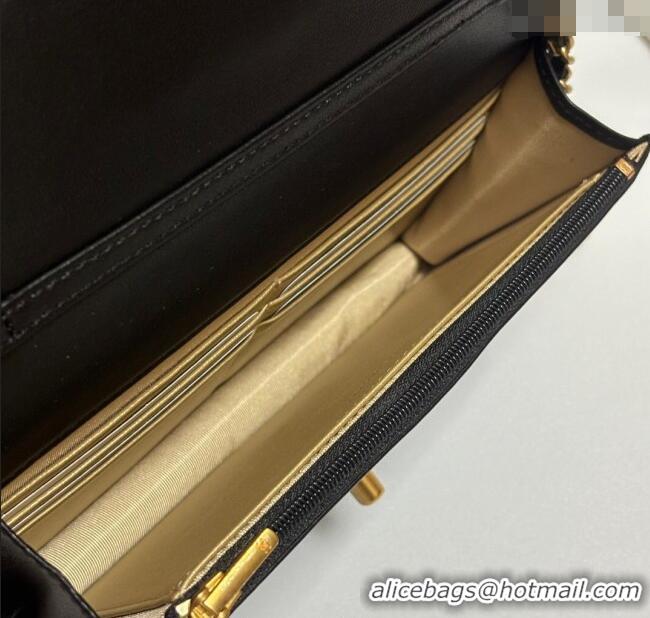 Buy Cheap Chanel Shiny Lambskin Wallet On Chain WOC AP3938 Black 2025