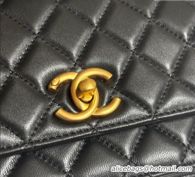 Buy Cheap Chanel Shiny Lambskin Wallet On Chain WOC AP3938 Black 2025