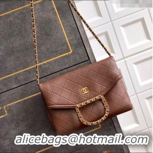 Low Cost Chanel Quilted Leather Large Flap Handbag CH101001 Dark Brown 2025