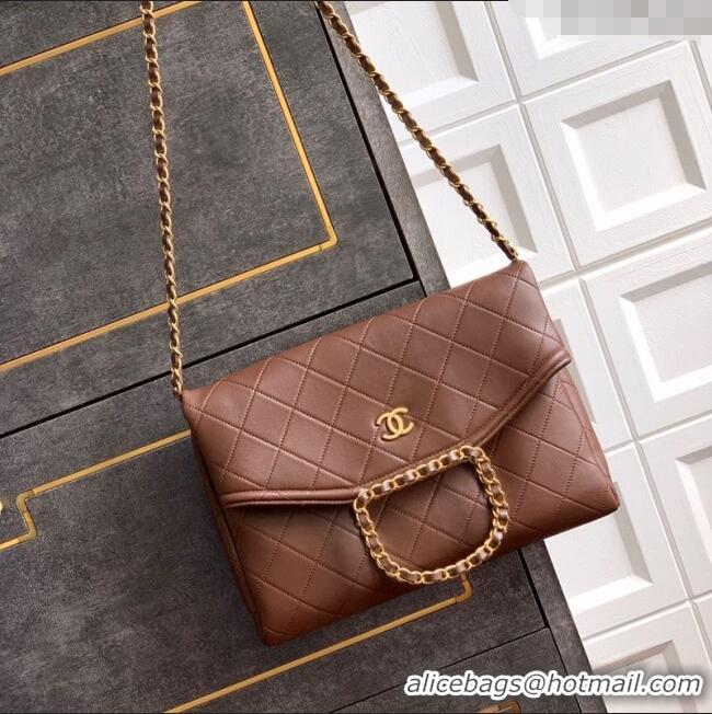 Low Cost Chanel Quilted Leather Large Flap Handbag CH101001 Dark Brown 2025