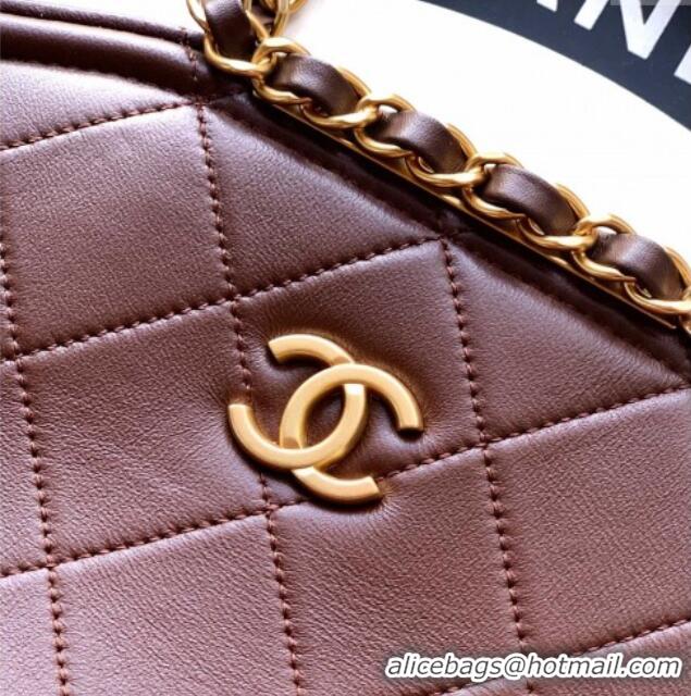 Low Cost Chanel Quilted Leather Large Flap Handbag CH101001 Dark Brown 2025