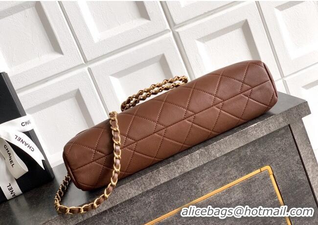 Low Cost Chanel Quilted Leather Large Flap Handbag CH101001 Dark Brown 2025