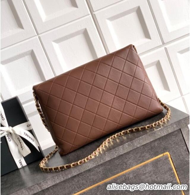 Low Cost Chanel Quilted Leather Large Flap Handbag CH101001 Dark Brown 2025