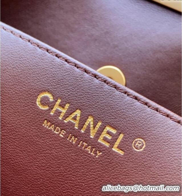 Low Cost Chanel Quilted Leather Large Flap Handbag CH101001 Dark Brown 2025