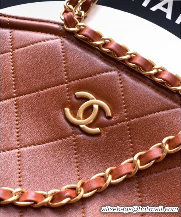 Luxury Classic Chanel Quilted Leather Large Flap Handbag CH101001 Caramel Brown 2025