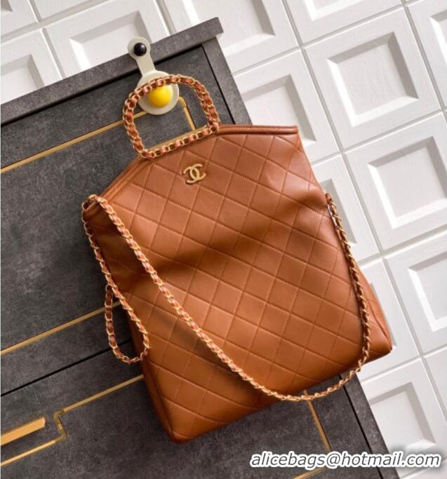 Luxury Classic Chanel Quilted Leather Large Flap Handbag CH101001 Caramel Brown 2025