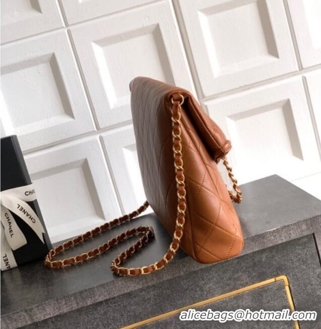 Luxury Classic Chanel Quilted Leather Large Flap Handbag CH101001 Caramel Brown 2025