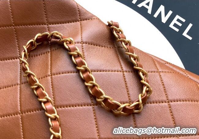 Luxury Classic Chanel Quilted Leather Large Flap Handbag CH101001 Caramel Brown 2025